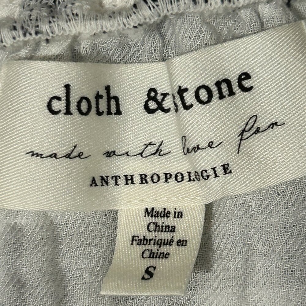 Women's Cloth & Stone Anthropologie Black/White Checked Cropped Top - SMALL - Picture 12 of 13